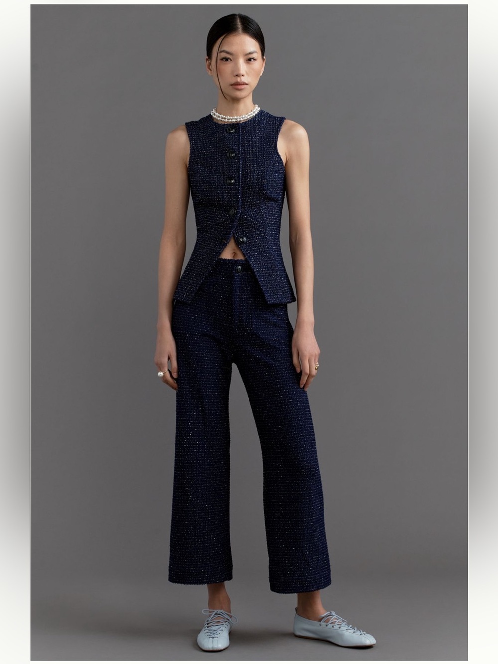 Maeve Colette Tweed Cropped Wide-Leg Pants